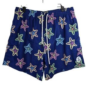 Uzzi‎ Starfish Swim Trunks Shorts Elastic Waistband Drawstring Lined Sz XXL